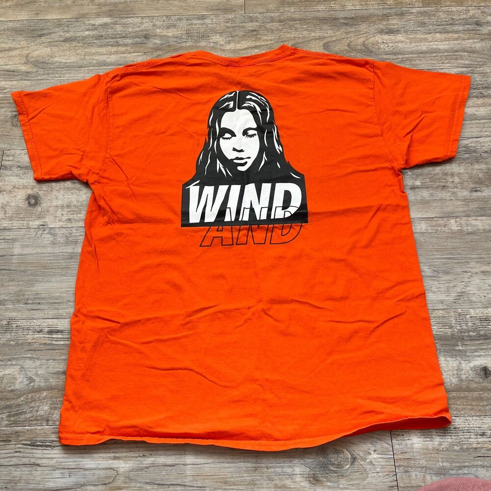 Wind And Sea Japanese Graphic Tee Large Oversized Orange Decal Streetstyle